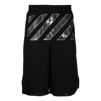 Off-White Men’ s Twill Printing Pants Waist Straight Shorts Black