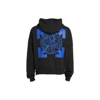 Off-White Men’ s Wizard and Cat Over Arrow Logo Loose Fit Black