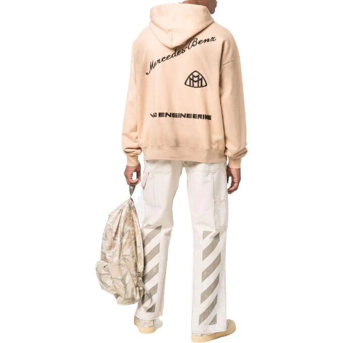Off-White Men’ s x Mercedes-Benz Mercedes Benz Crossover SS22 Solid Color Hooded Pullover Long Sleeves Beige