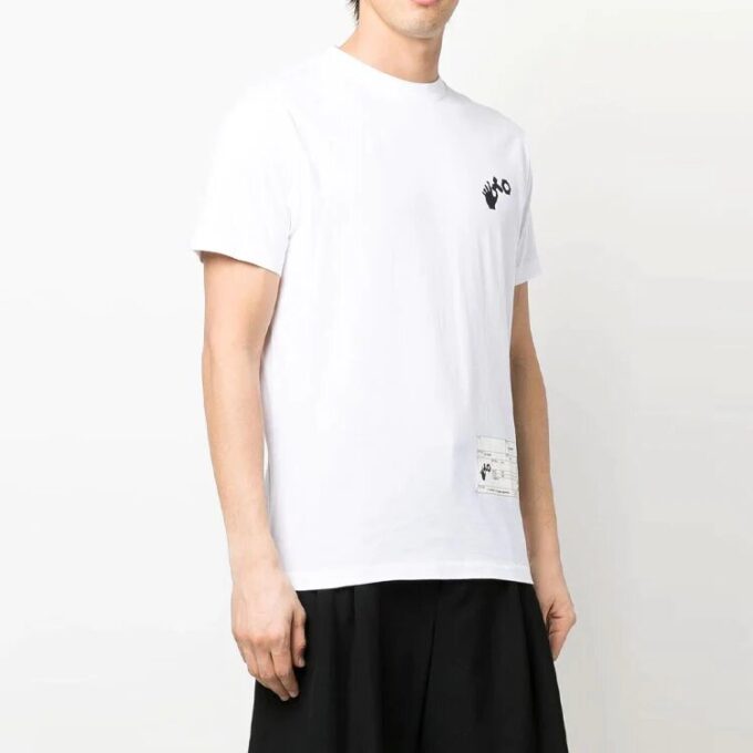 Off-White Men’ s x Teenage Engineering Crossover Logo Printing Short Sleeve White T-Shirt