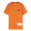 Off-White Men’ s x Teenage Engineering Crossover SS22 Logo Printing Round Neck Short Sleeve Orange T-Shirt