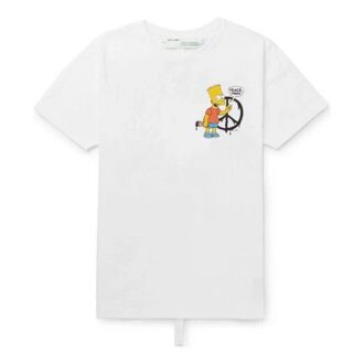 Off-White Men’ s x The Simpsons/ The Simpsons Crossover Printing Short Sleeve Ordinary Version White T-Shirt