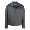 Off-White Men’ s Zipper Shirt Jacket Loose Fit Dark Grey