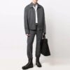 Off-White Men’ s Zipper Shirt Jacket Loose Fit Dark Grey