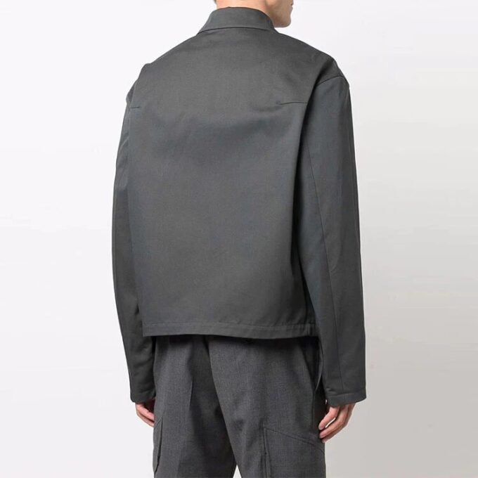 Off-White Men’ s Zipper Shirt Jacket Loose Fit Dark Grey