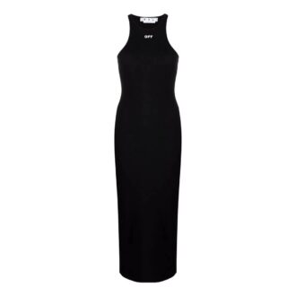 Off-White Off-Stamp Ribbed Dress “Black”