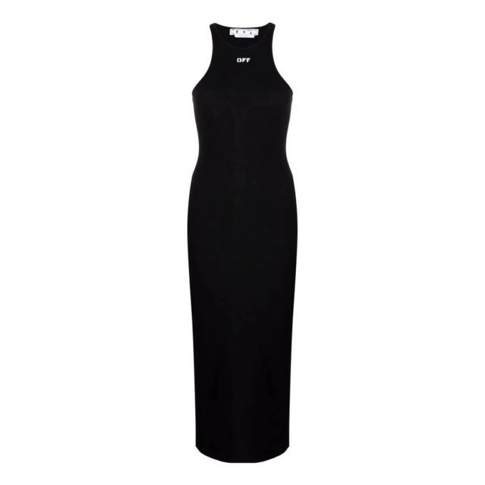 Off-White Off-Stamp Ribbed Dress “Black”