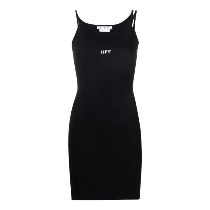 Off-White Off-Stamp Ribbed Dress “Black”