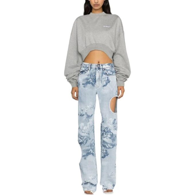 Off-White Oversized-sleeve Cropped Sweatshirt “Grey”
