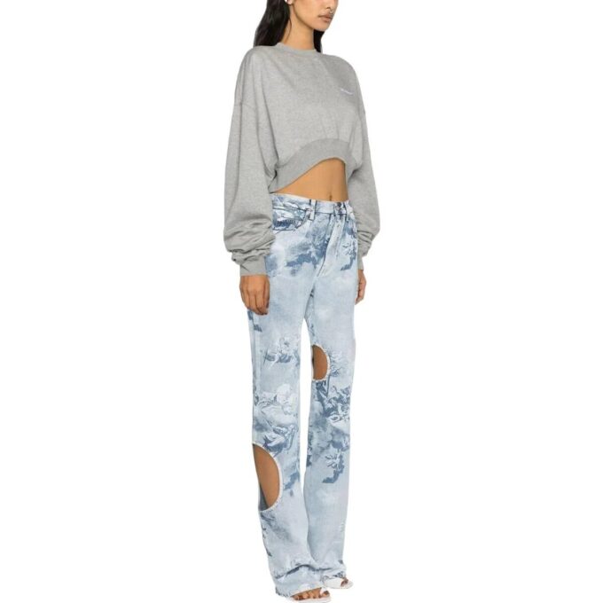 Off-White Oversized-sleeve Cropped Sweatshirt “Grey”