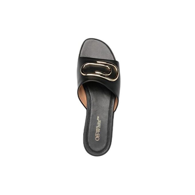 Off-White Paperclip Leather Sandals “Black Gold”