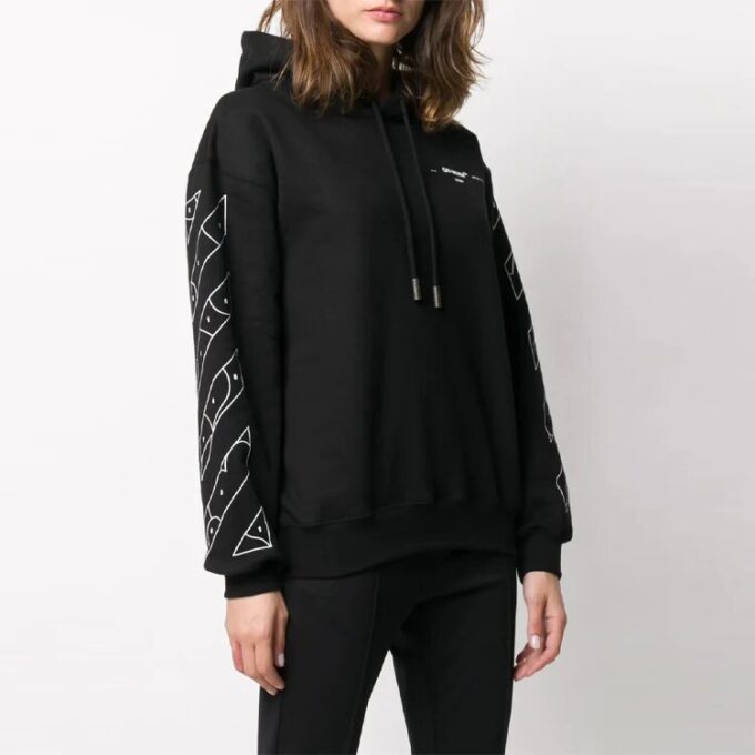 Off-White Pattern Printing Hoodie Loose Fit Black