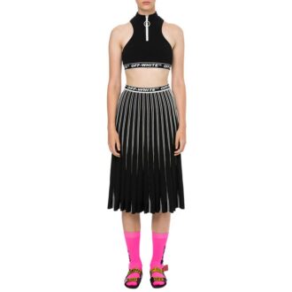 Off-White Pleated Knit Skirt “Black”