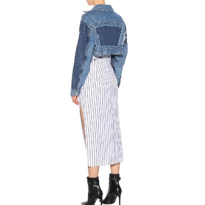 Off-White Short Zipper Jean Jacket Blue
