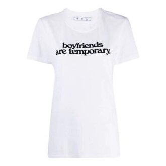 Off-White Slogan Alphabet Printing Short Sleeve Slim Fit Version White