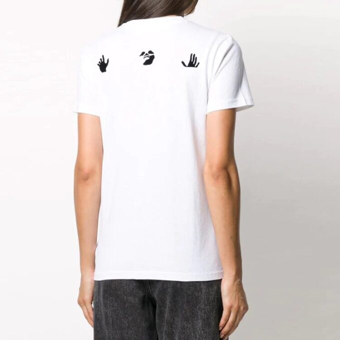Off-White Slogan Alphabet Printing Short Sleeve Slim Fit Version White