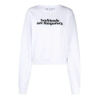 Off-White Slogan Printing Long Sleeves Hoodie Ordinary Version White