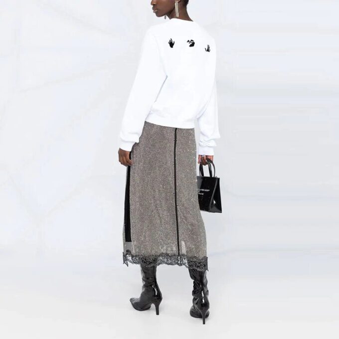 Off-White Slogan Printing Long Sleeves Hoodie Ordinary Version White