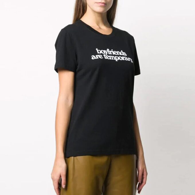 Off-White Slogan Printing Short Sleeve Slim Fit Black T-Shirt