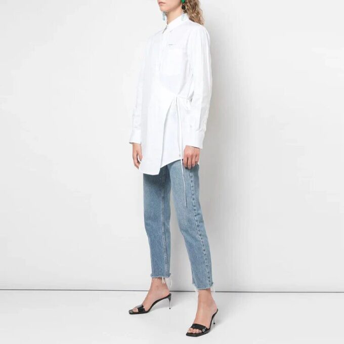 Off-White Small Logo Lacing Printing Shirt White