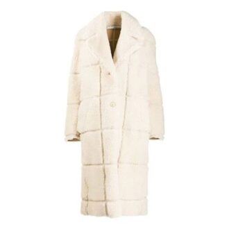 Off-White Solid Color Coat Loose Fit Creamy White