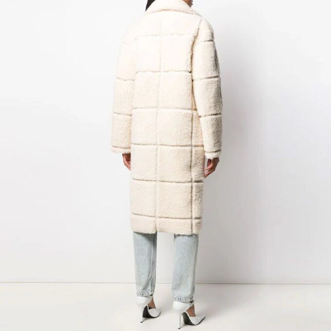 Off-White Solid Color Coat Loose Fit Creamy White