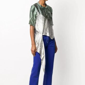 Off-White SS20 Asymmetric-Hem Abstract Print