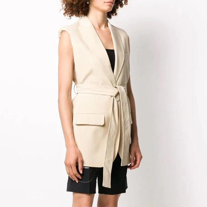 Off-White SS20 Sleeveless Single-breasted Blazer Jacket Buff White