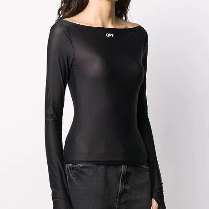 Off-White SS20 Slogan Applique Long-sleeve Shirt Black