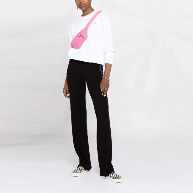 Off-White SS21 Arrow Logo Flowers Printing Round Neck White Hoodie