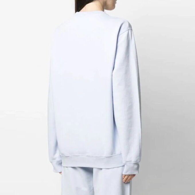 Off-White SS21 Chest Logo Embroidered Round Neck Light Blue Hoodie