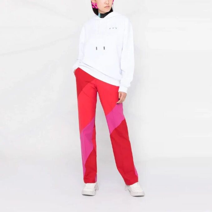 Off-White SS21 Flower Arrows Logo Embroidered Hoodie Loose Fit White