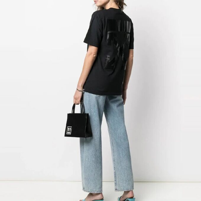 Off-White SS21 Logo Printing Cozy Round Neck Short Sleeve Black