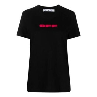Off-White SS21 Logo Printing Round Neck Short Sleeve Slim Fit Black T-Shirt