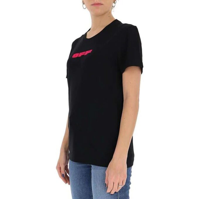 Off-White SS21 Logo Printing Round Neck Short Sleeve Slim Fit Black T-Shirt
