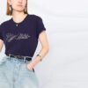 Off-White SS21 Logo Printing Short Sleeve Slim Fit Navy Blue T-Shirt