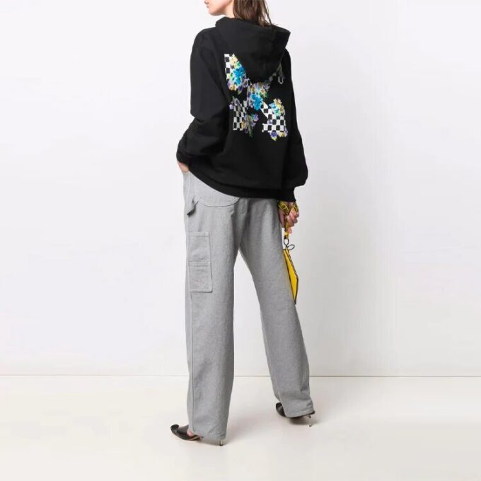 Off-White SS21 Pattern Printing Loose Hoodie Black