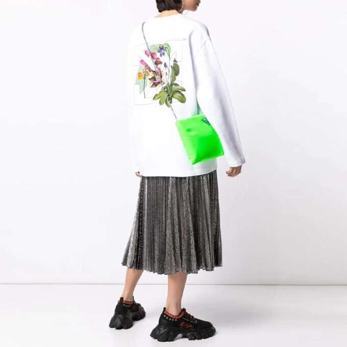 Off-White SS21 Pattern Printing Loose Round Neck Long Sleeves White Hoodie