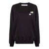 Off-White SS21 Plaid Flowers Printing Round Neck Long Sleeves Black Hoodie