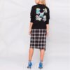 Off-White SS21 Plaid Flowers Printing Round Neck Long Sleeves Black Hoodie