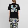 Off-White SS21 Plant Flower Plaid Round Neck Short Sleeve Slim Fit Black T-Shirt