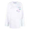 Off-White SS21 Printing Logo Pattern Round Neck Pullover Loose Fit White Hoodie