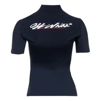 Off-White SS21 Printing Logo Tops Short Sleeve Slim Fit Version Black