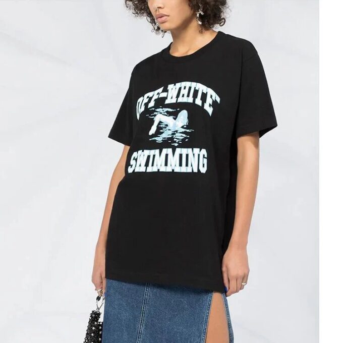 Off-White swimming print Short Sleeve Black