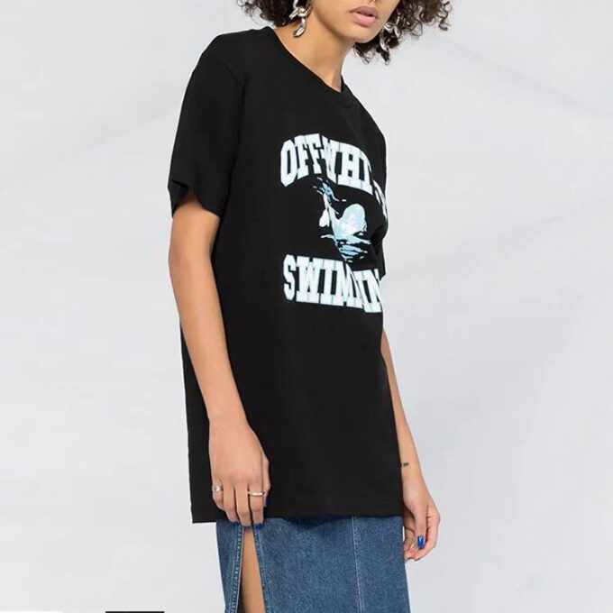 Off-White swimming print Short Sleeve Black