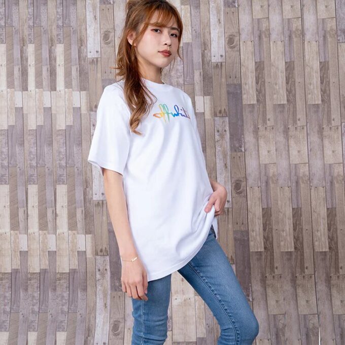 Off-White Tomboy Rainbow Logo Printing Short Sleeve Slim Fit White T-Shirt