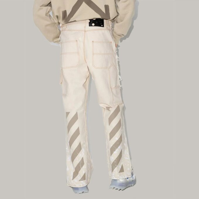Off-White x Browns 50 Carpenter Mens Retro Loose Causal White Trousers
