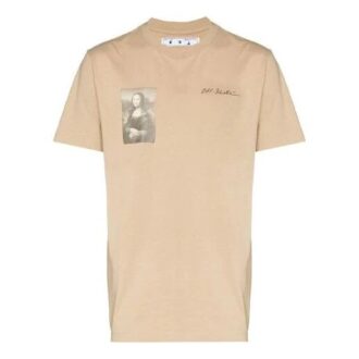 Off-White x Browns 50 Crossover Logo Printing Loose Round Neck Short Sleeve Ordinary Version Beige