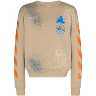 Off-White x Browns 50 Mens Paint-Splatter Round Neck Sweatshirt
