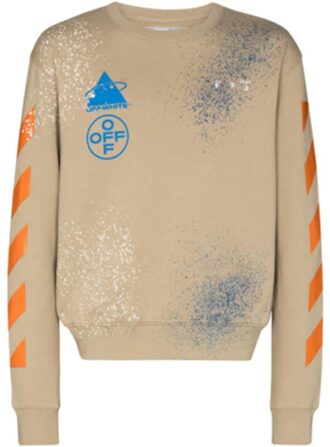 Off-White x Browns 50 Mens Paint-Splatter Round Neck Sweatshirt
